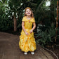 Funna Princess Costume Layered Dress Off Shoulder For Girls Dress Up With Accessories Yellow, 7 Years