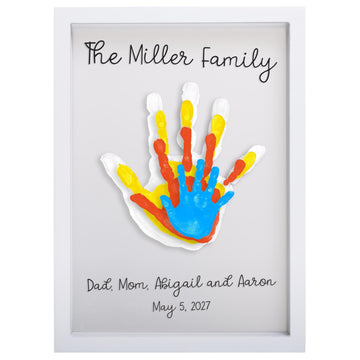Pearhead Clear Family Handprint Frame, Diy Art Print Keepsake, Home Decor, Gift For New And Expecting Parents, 4 Paint Colors In