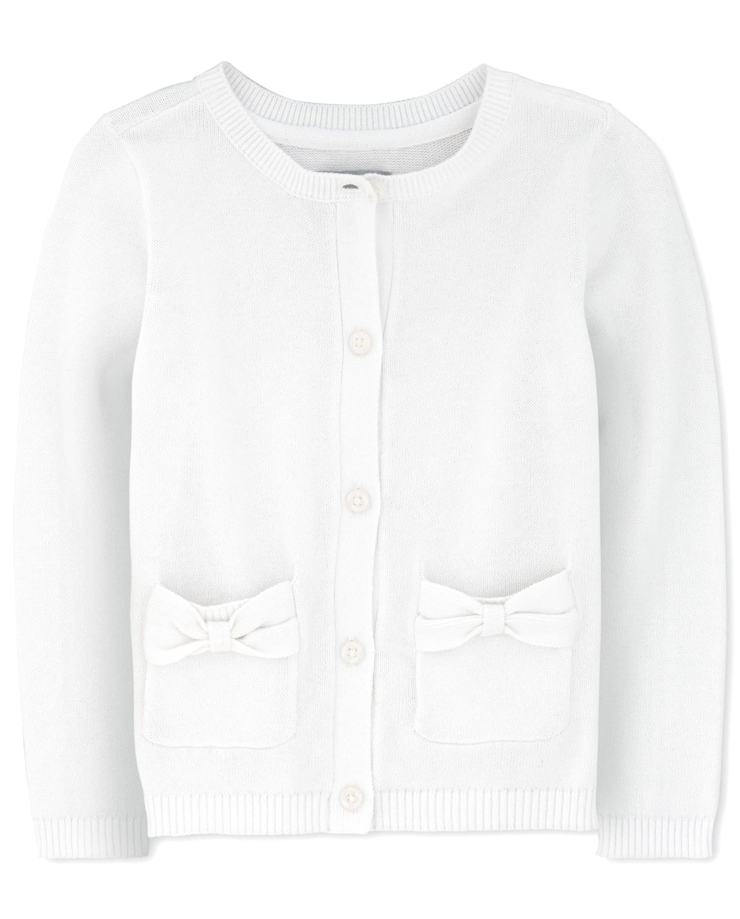 The Children'S Place Baby Toddler Girls Bow Pocket Cardigan, White, 3T