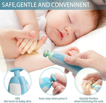 Baby Nail File Electric Nail Trimmer File Manicure Set, Toes Fingernails Care Trimmer With Led Light For Newborn, Kids And Adult