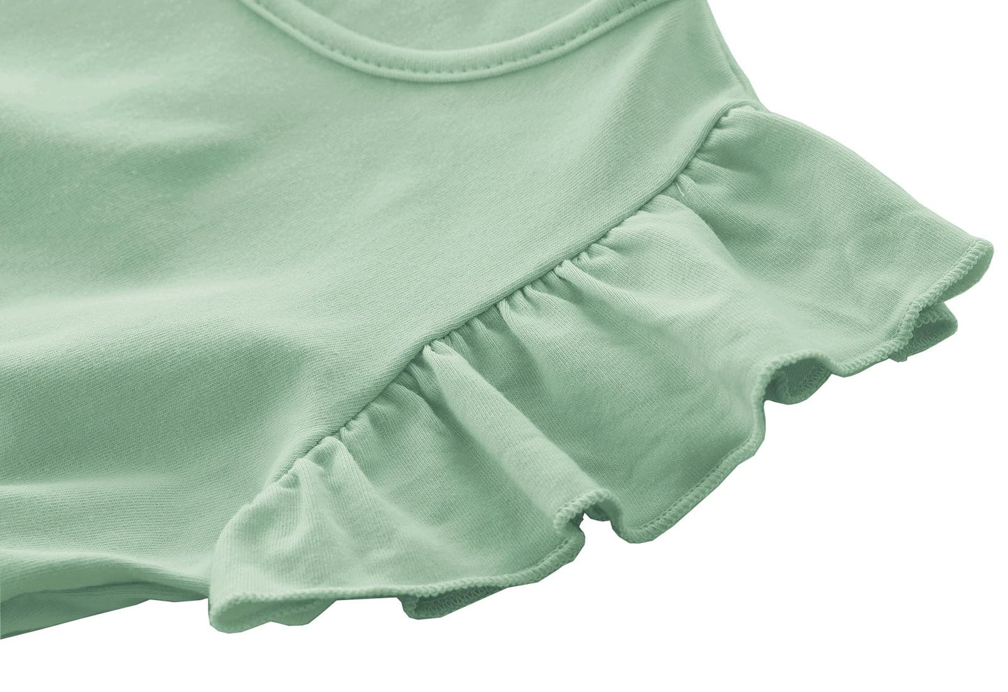 Lyxiof Girls Tutu Dress Casual Tulle Summer Solid Color Ruffle Sleeve Dress Green 130Cm