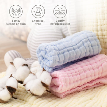 L'Ange Baby - 100% Cotton Muslin Baby Washcloths - Muslin Burp Cloths For Baby Boy And Girl - Ready To Use Medical Grade Packagi