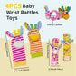 PADONISE Wrist Rattles Baby Socks Baby Toys Set Soft Sensory Toys for Babies Cartoon Animal Rattles Sock Early Development Toy B