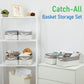 Bidtakay Small Storage Bins Fabric Baskets For Closet Organization Set Of 6 Empty Gift Baskets Baby Grey White Baskets Organizer
