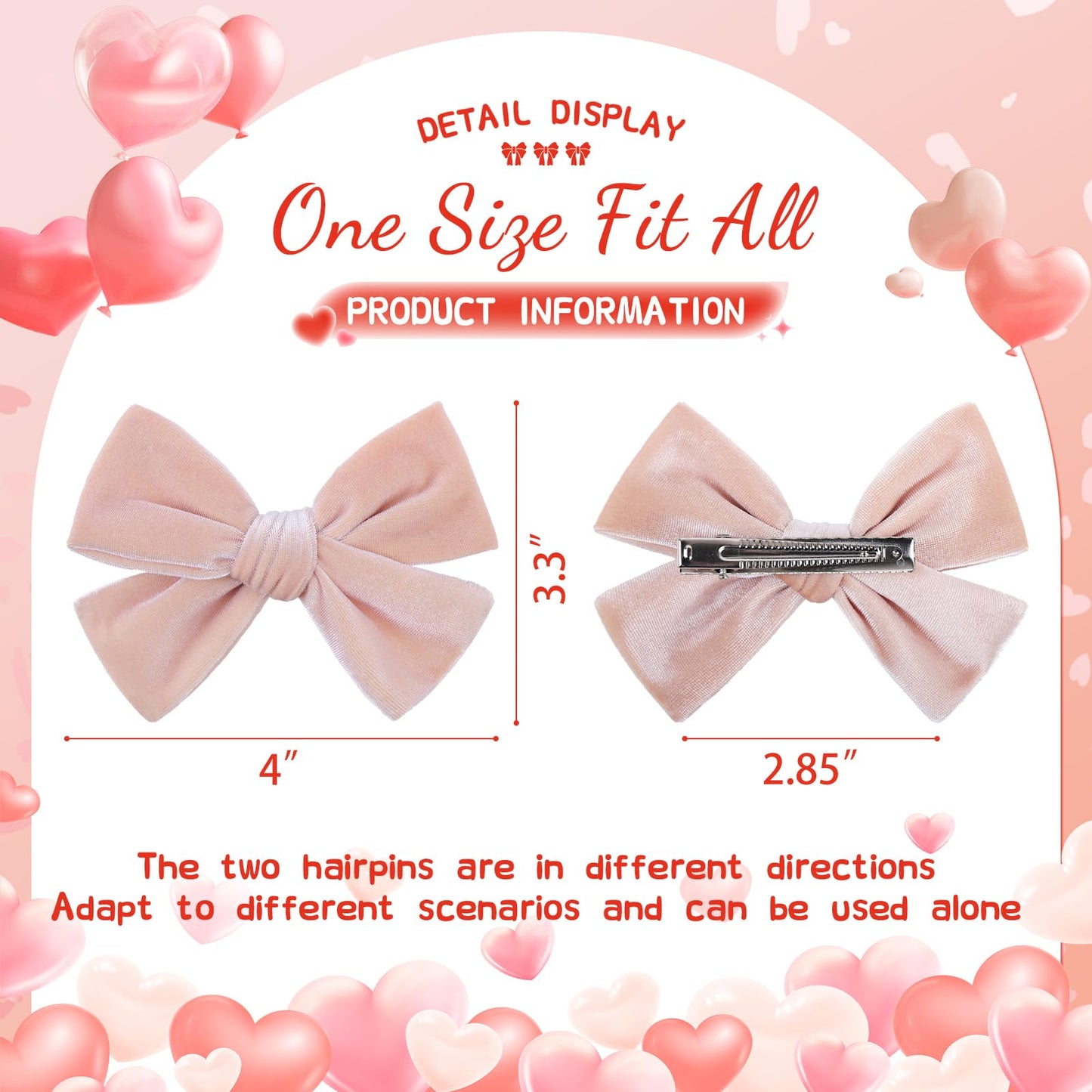 Velvet Hair Bows Alligator Clips For Girls Pink Bow Clip For Hair Bowknot Alligator Barrettes Baby Girls Hair Accessories Pink B