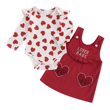 Socutebabe My First Valentine'S Day Baby Girl Outfit Newborn Onesie Romper Corduroy Skirt Lover Babe Dress Outfits Cloth (V Love
