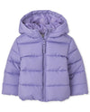 The Children'S Place Baby Girls And Toddler Medium Weight Puffer Jacket, Wind-Resistant, Water-Resistant Jacket, Lavender, 2T Us