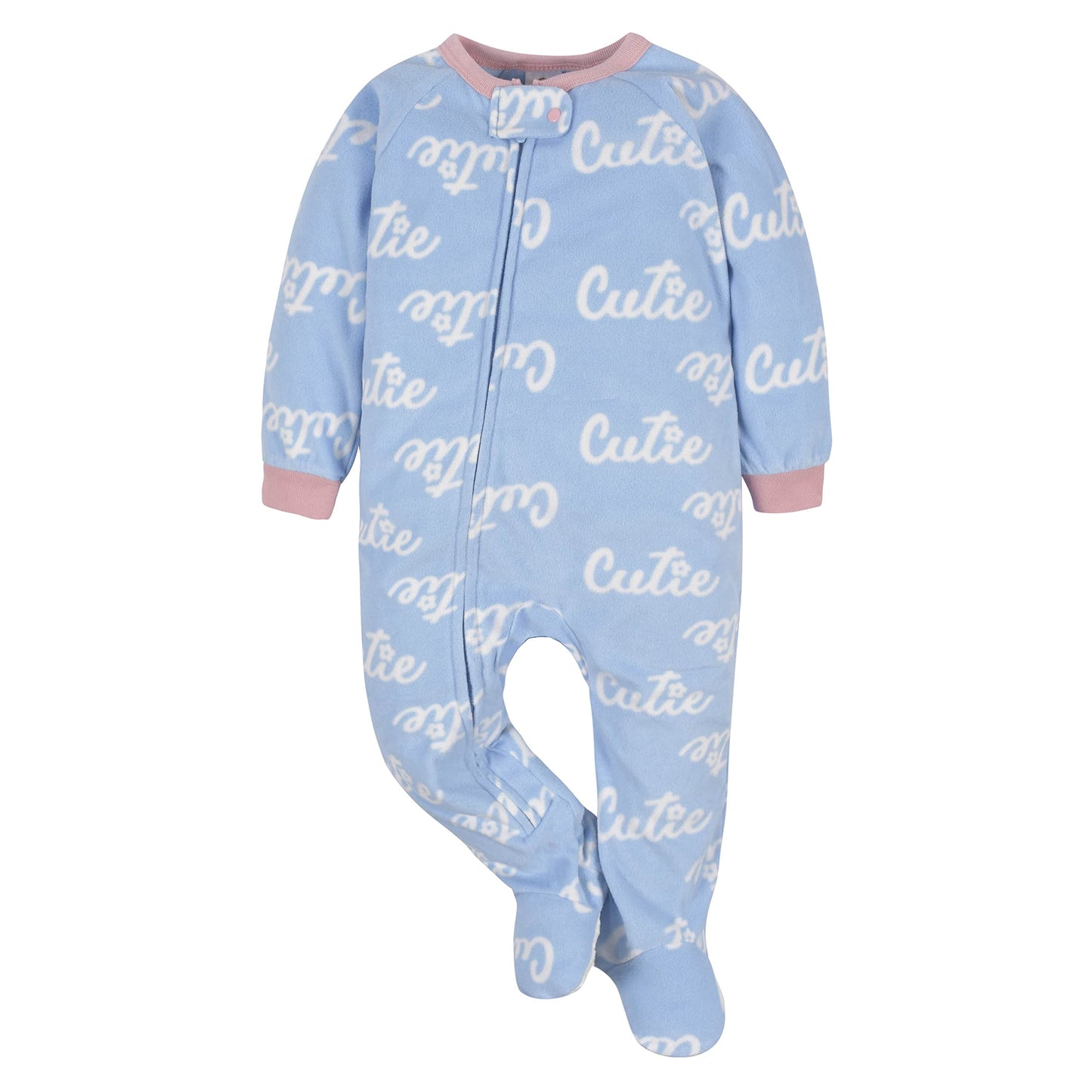 Gerber Baby Girls Toddler Loose Fit Flame Resistant Fleece Footed Pajamas 2-Pack Cutie Blue 4T