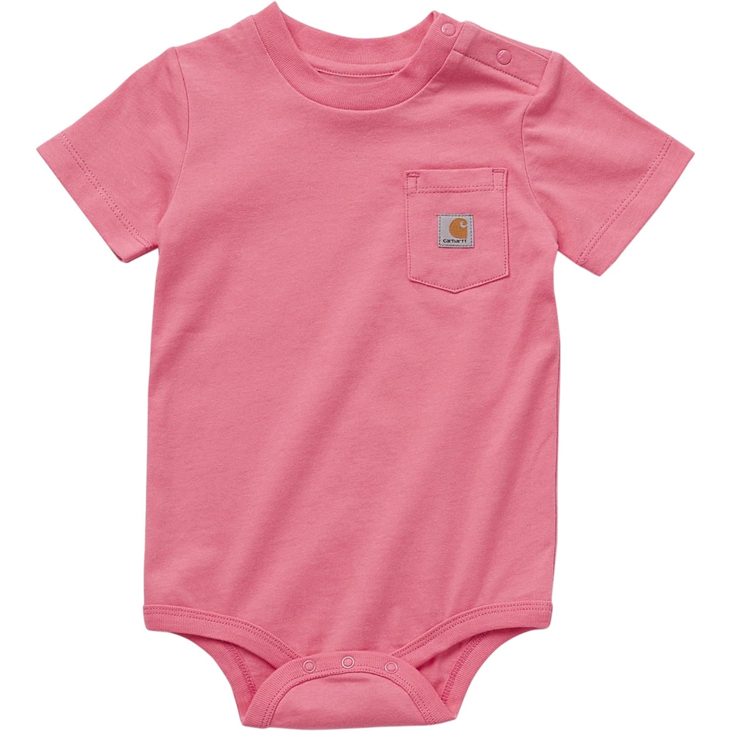 Carhartt unisex-baby Short-Sleeve Pocket Bodysuit, Bright Pink Lemonade, 9M