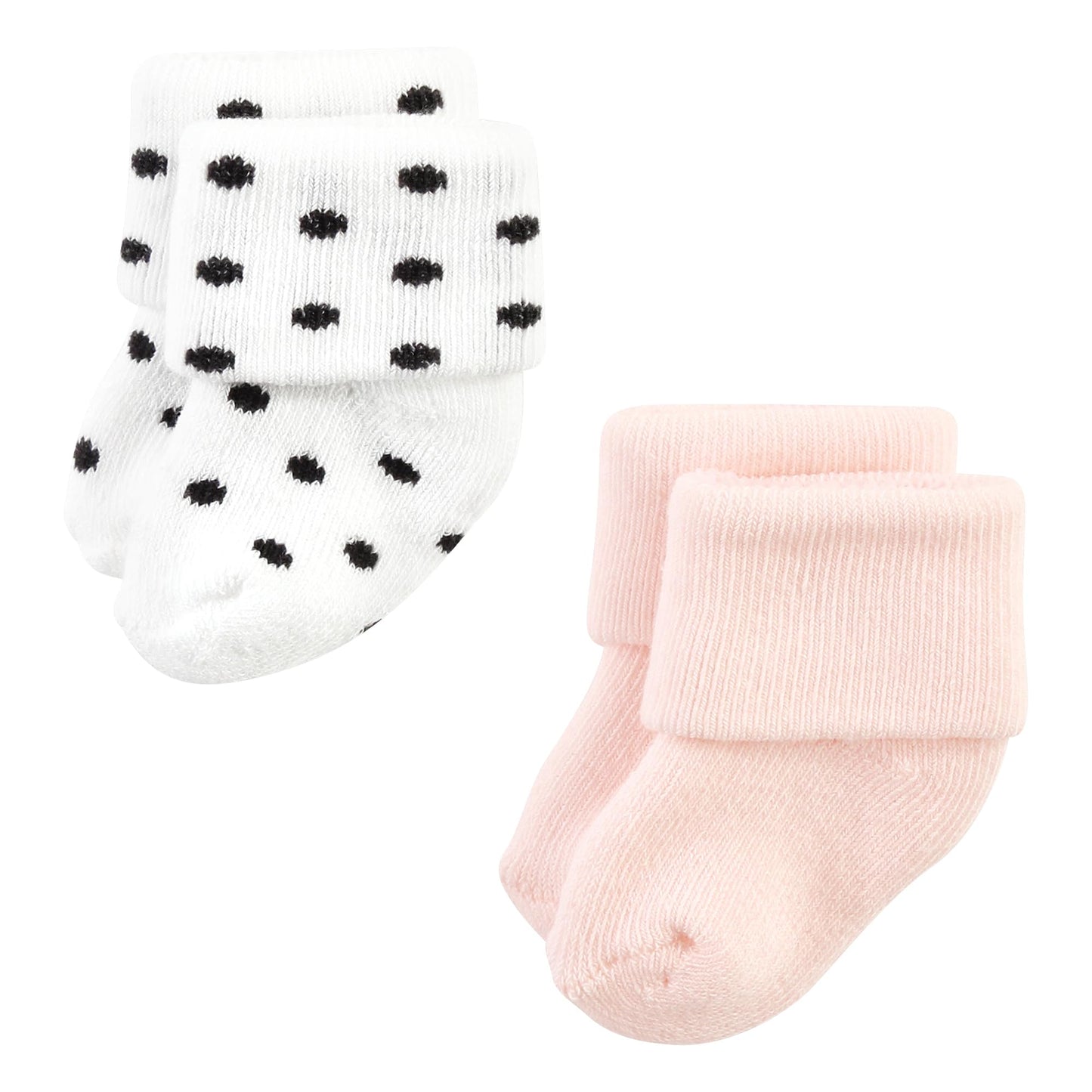 Hudson Baby Unisex Baby Cotton Rich Newborn And Terry Socks, Blush Flower, 0-6 Months