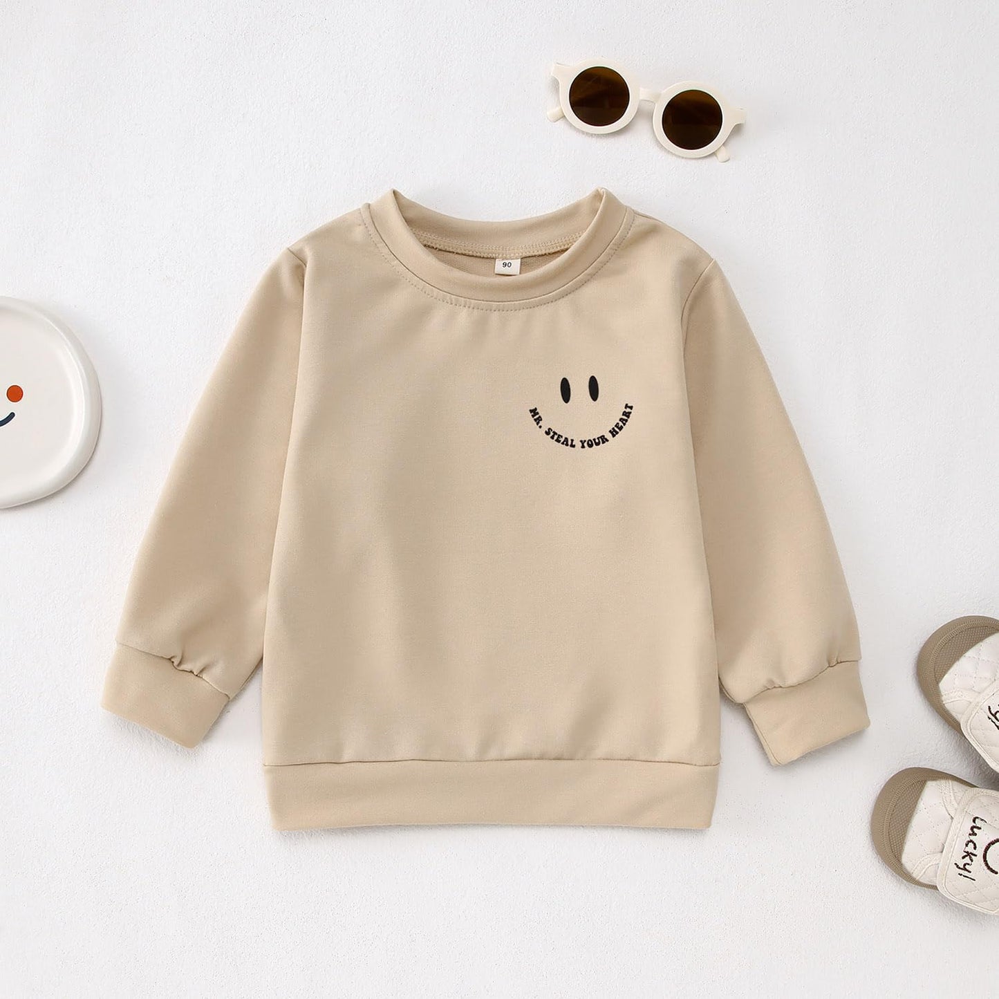 Ritatte Toddler Boy Valentine'S Day Sweatshirt Mr. Steal Your Heart Shirt Kids Valentines Crewneck Long Sleeve Pullover Tops(Gra