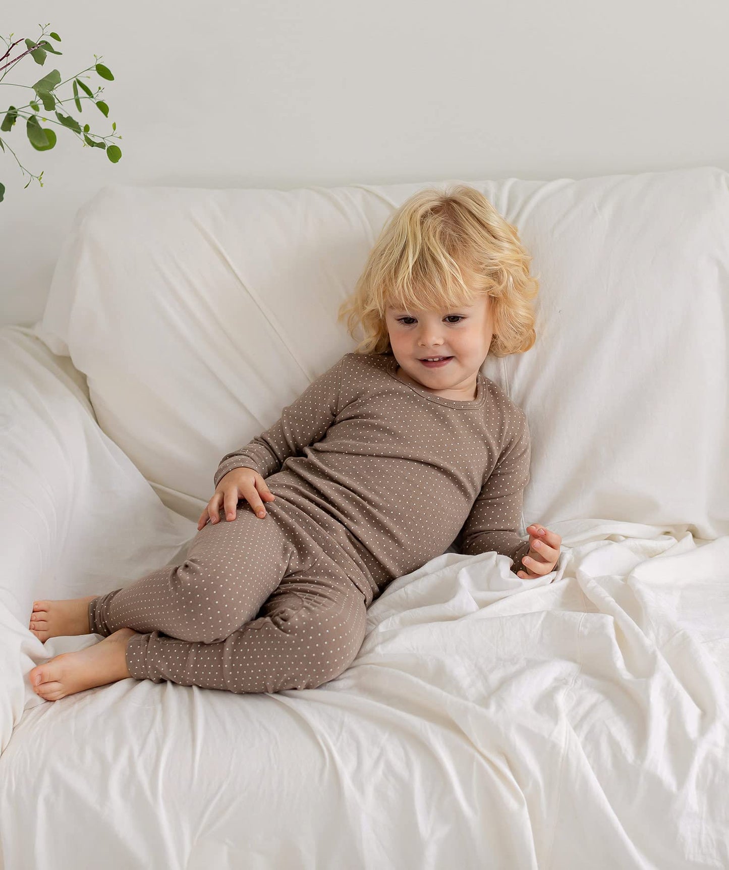 Avauma Baby Boys Girls Pajama Set 6M-7T Kids Cute Toddler Snug Fit Pattern Design Pjs Cotton Sleepwear Polka Dot (Salt.Mocca.S)