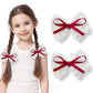 Lmymhmlm 2Pcs Lace Hair Bows For Girls, White Lace With Burgundy Hair Ribbons, Alligator Bow Hair Clips, Handmade Hair Accessori