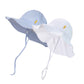 Dasmini Baby & Toddler Wide Brim Sun Hats Upf 50+ Sun Protection Bucket Cap Cute Adjustable Hat(White+Sky,0-6M)