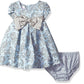 Bonnie Baby Baby Girls' Baby Girls Short Sleeved Brocade Float With Taffeta Bow, 12M Blue