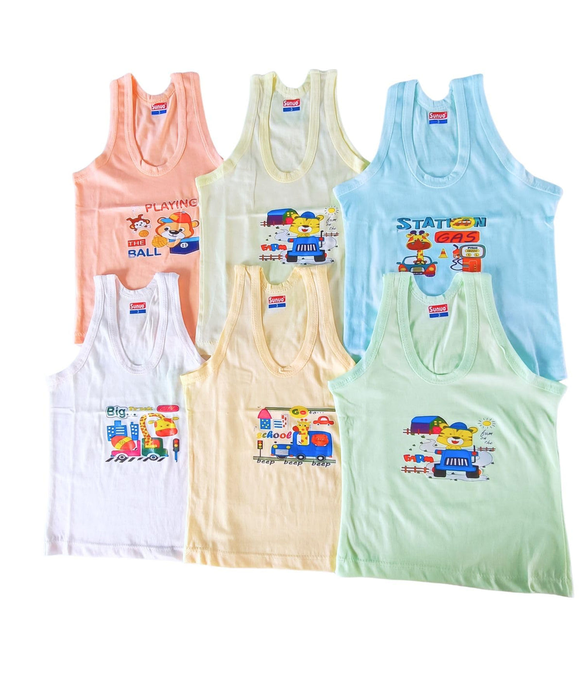 SUNUO Printed Vest baniyan Cotton Inner wear for Baby Summer wear Sleeveless Undershirts for Kids Sando ganji TankTops Toddler 