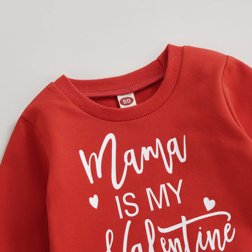 Infant Baby Girl Boy Valentine 'S Day Outfit Long Sleeve Crewneck Sweatshirt Pullover Tops Shirts Fall Winter Clothes (V-Red, 6-