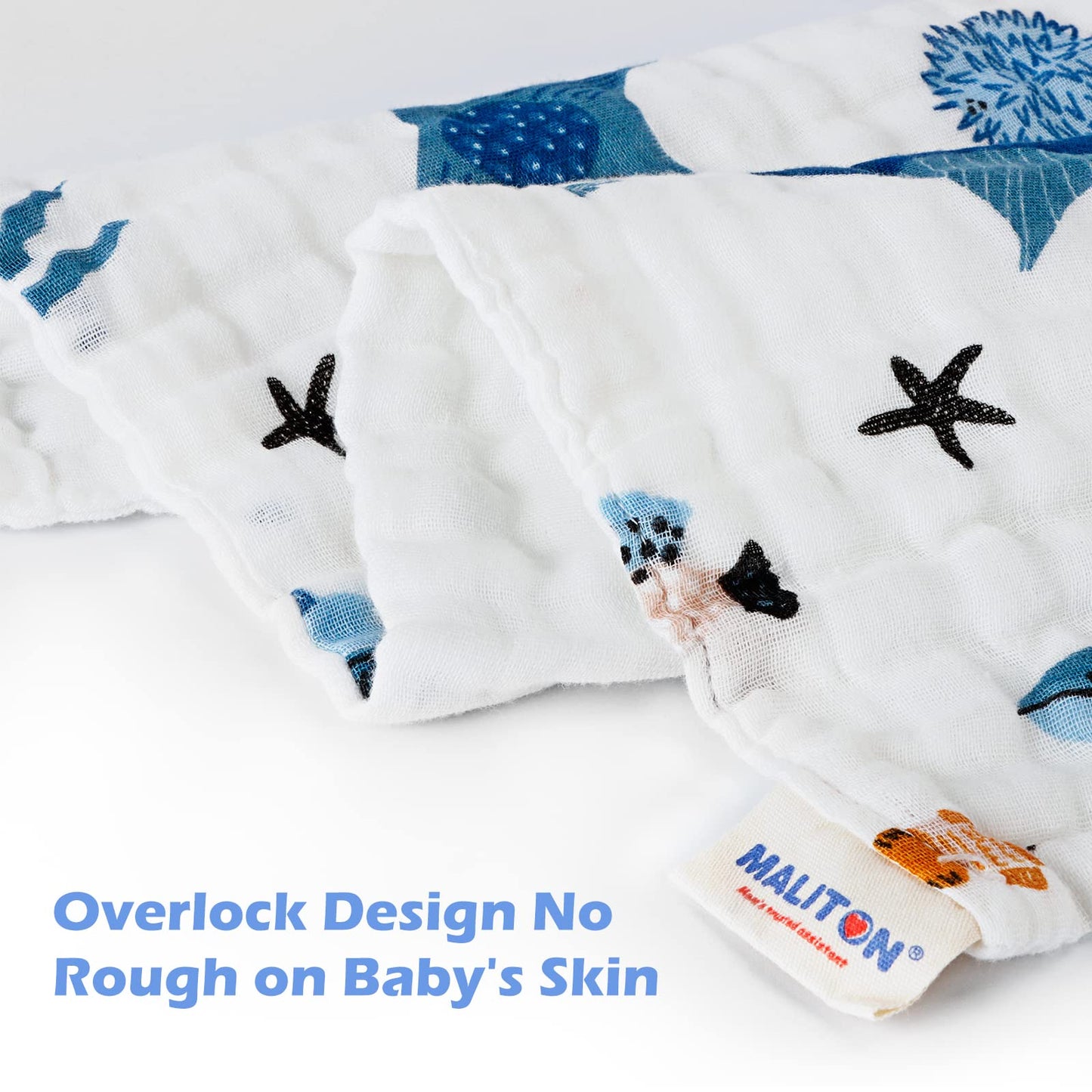 Maliton Muslin Baby Burp Cloths 6 Pack Large 20x10 100% Cotton Burp Rags Absorbent and Soft 6 Layers Muslin Cloth Baby Essen