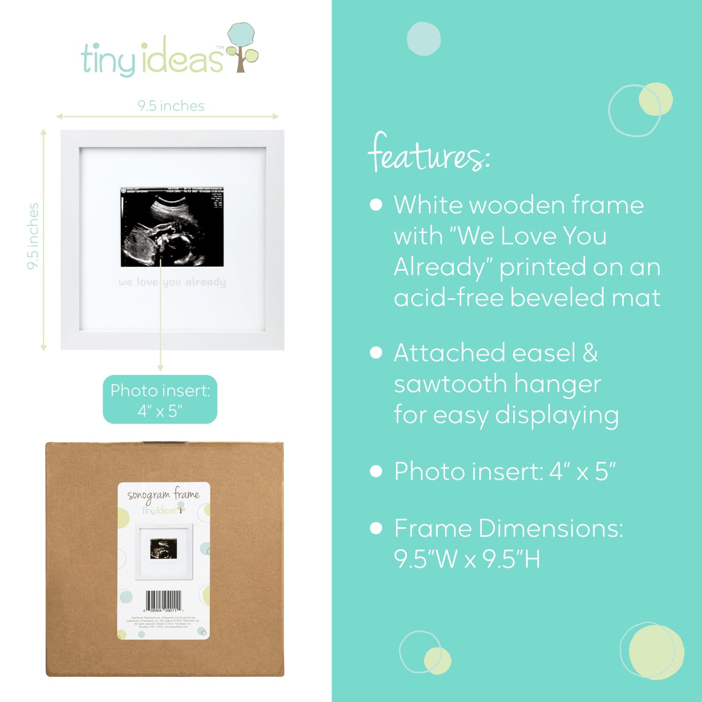Tiny Ideas We Love You Already Sonogram Sentiment Frame, Baby Announcement, Gender Neutral Ultrasound Keepsake, Ideal Pregnancy