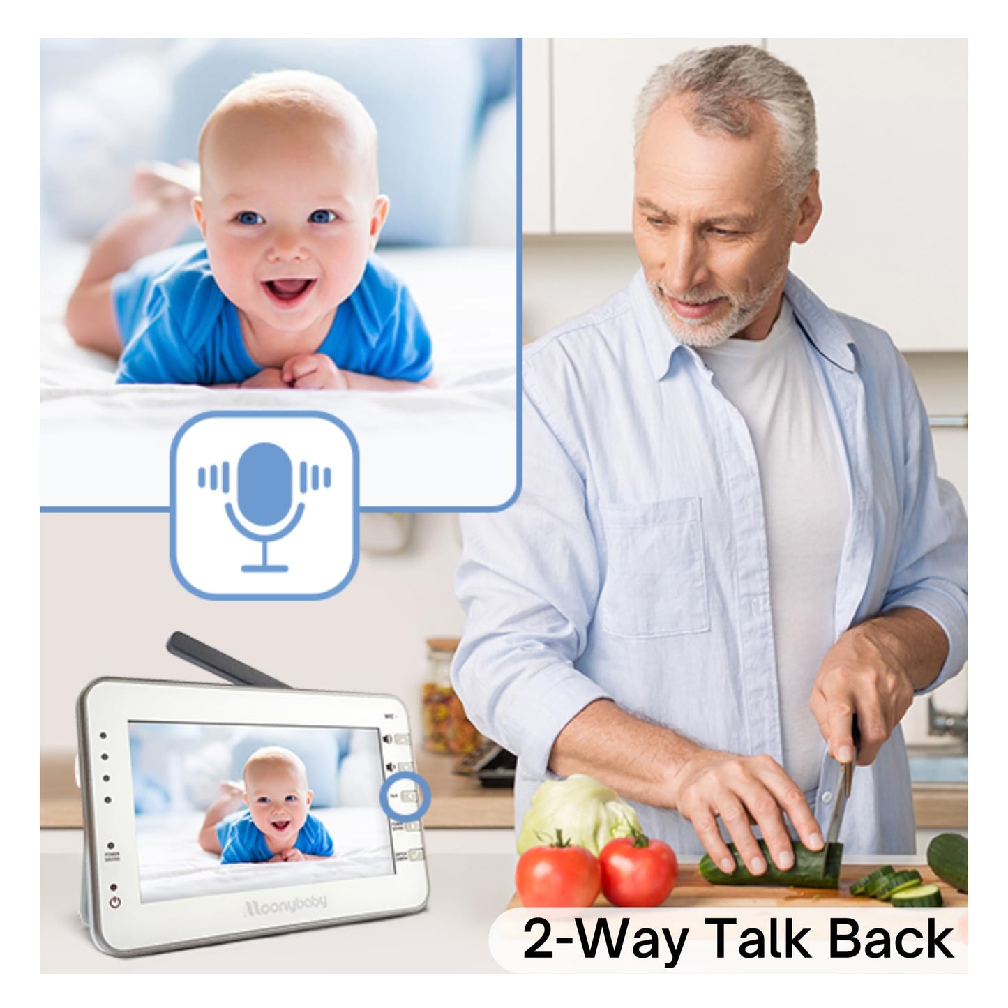 Baby Monitor With Camera And Audio, Long Range No Wifi, Baby Room Temperature Monitoring, Auto Night Vision, 5 Built-In Lullabie