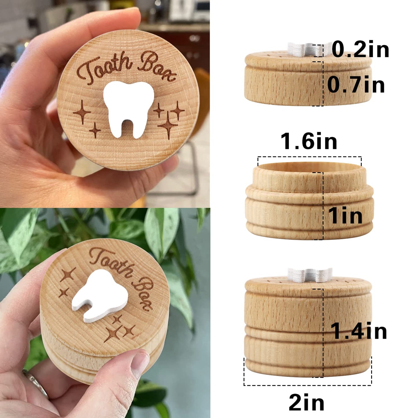 Xunboo Wooden Tooth Fairy Box Dropped Tooth Keepsake Storage Box For Boys And Girls Cute Lost Tooth Holder Toddler Teeth Case (2