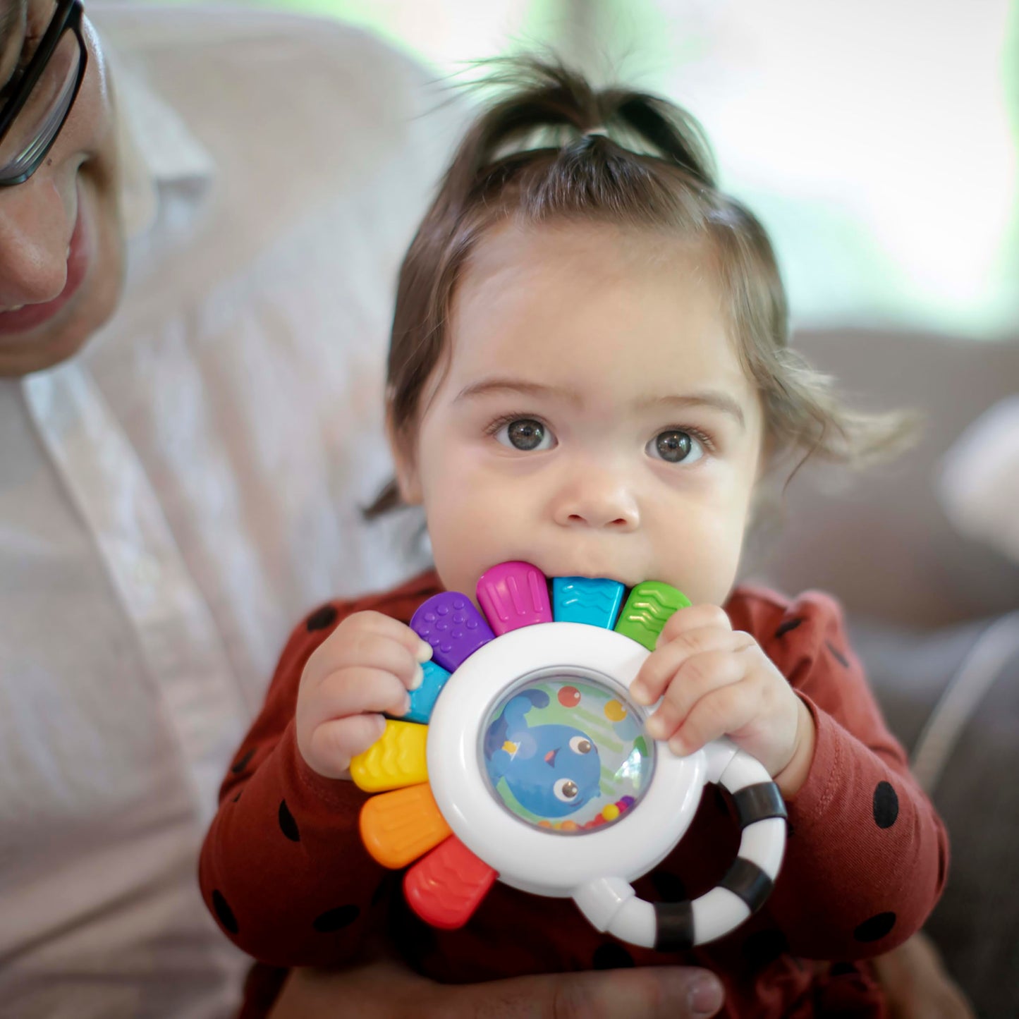 Baby Einstein Outstanding Opus The Octopus Sensory Rattle & Teether Multi-Use Toy, BPA Free & Chillable, 3 Months & up, Multicol