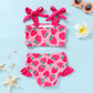 Younger Tree Toddler Girls Two Pieces Swimsuit Color Block Stripe Swimwear Summer Beach Bathing Suit (Pink#Strawberry 18-24 Mont