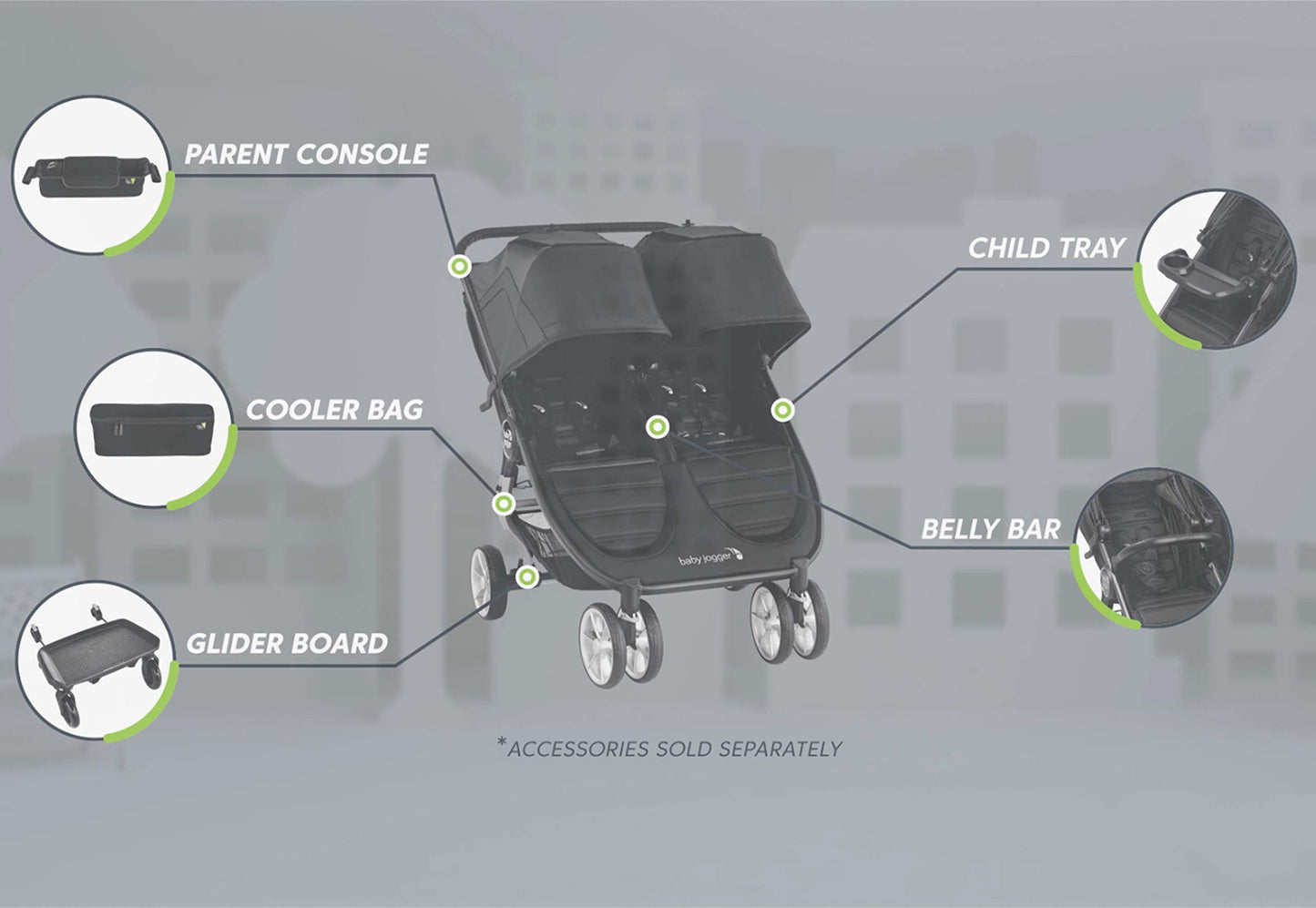 Baby Jogger Belly Bar | City Mini 2 Double Stroller, City Mini Gt2 Double Stroller, Black