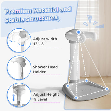 Cooseya Baby Bathtub With Shower Stand Support | Anti-Pinch Soporte Para Baera De Beb  , Adjustable Shower Tower & Anti-Slip For