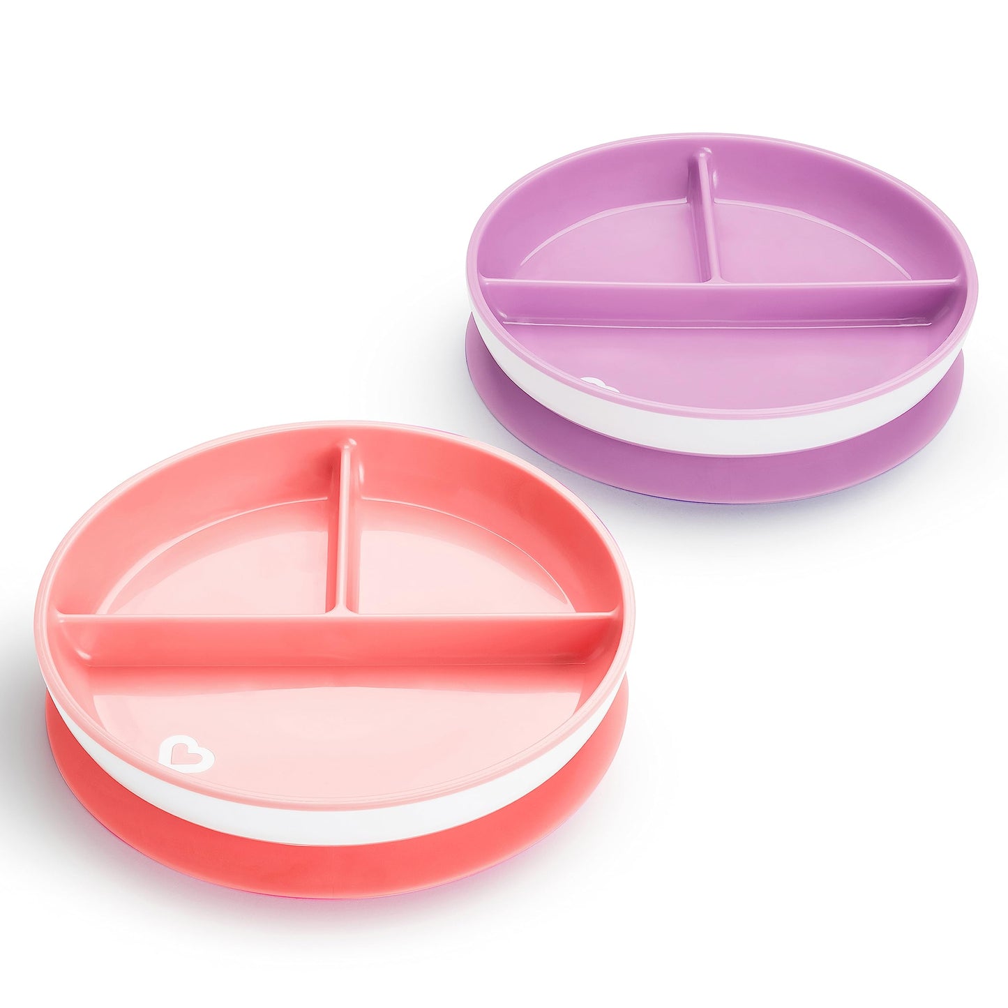 Munchkin Stay Put Suction Plates For Baby And Toddler, 3 Divided Sections , Pink/Purple