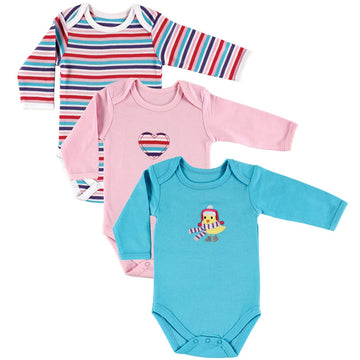 Hudson Baby Unisex Baby Cotton Long-Sleeve Bodysuits, Bird 3-Pack, 0-3 Months Us