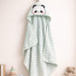 Hi mom Kids World Baby Hooded Towel, Mint Green, Cute Panda Applique, Soft Bath Wrap for Infants and Toddlers