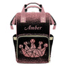 XOZOTY Print Pink Diaper Bags Backpack with Name Personalized Baby Nursing Nappy Travel Tote Bag Gifts for Mom
