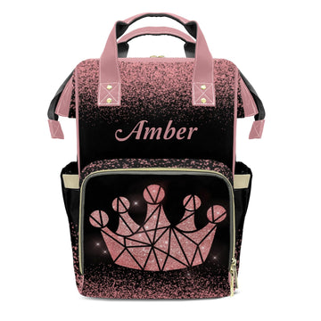 XOZOTY Print Pink Diaper Bags Backpack with Name Personalized Baby Nursing Nappy Travel Tote Bag Gifts for Mom