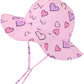 Baby Girl Sun Hat Infant Summer Beach Hats With Upf 50+ Toddler With Wide Brim Strap Outdoor Bucket Hat Pink Heart 0-6 Months