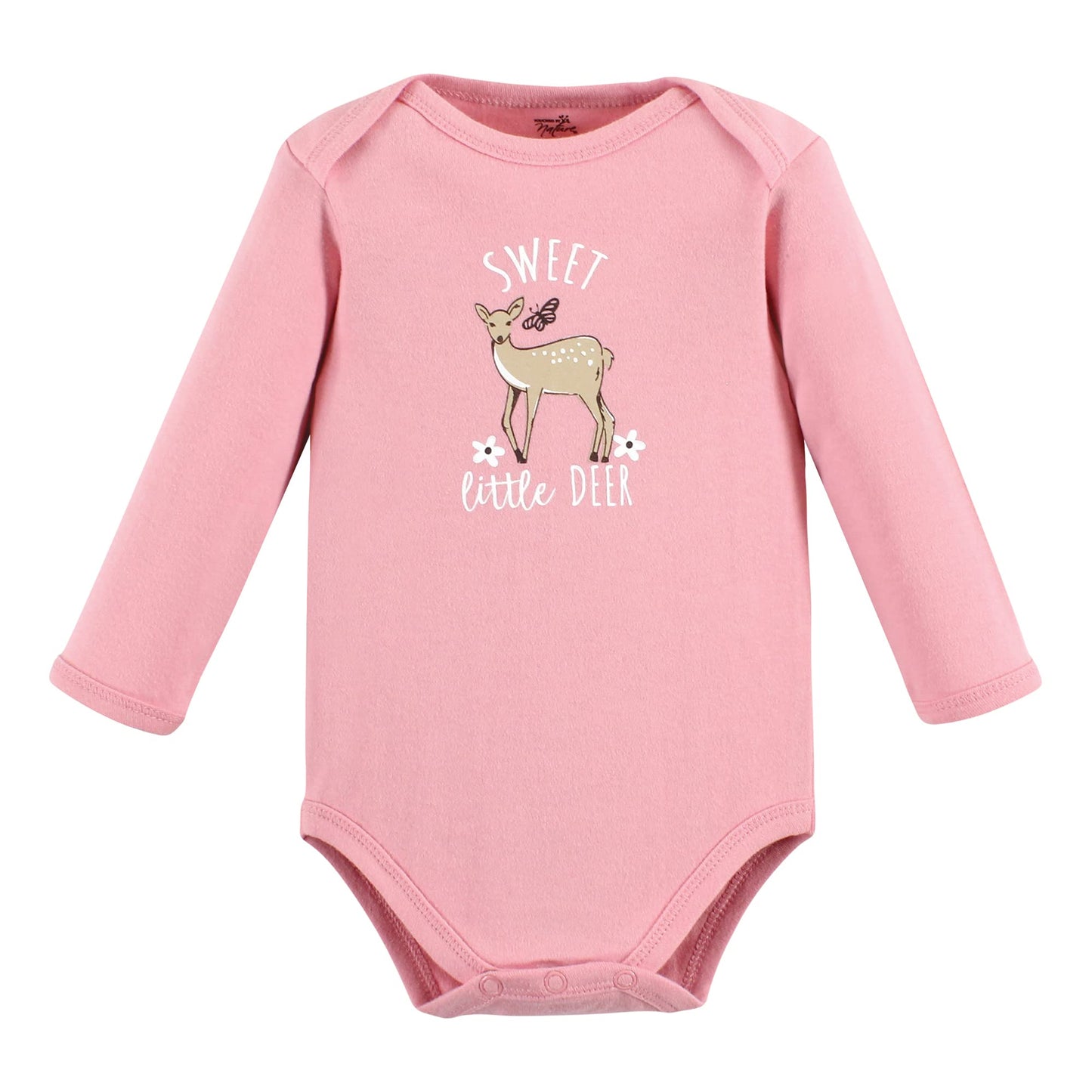 Touched By Nature Unisex Baby Organic Cotton Long-Sleeve Bodysuits, Girl Woodland Alphabet, 12-18 Months