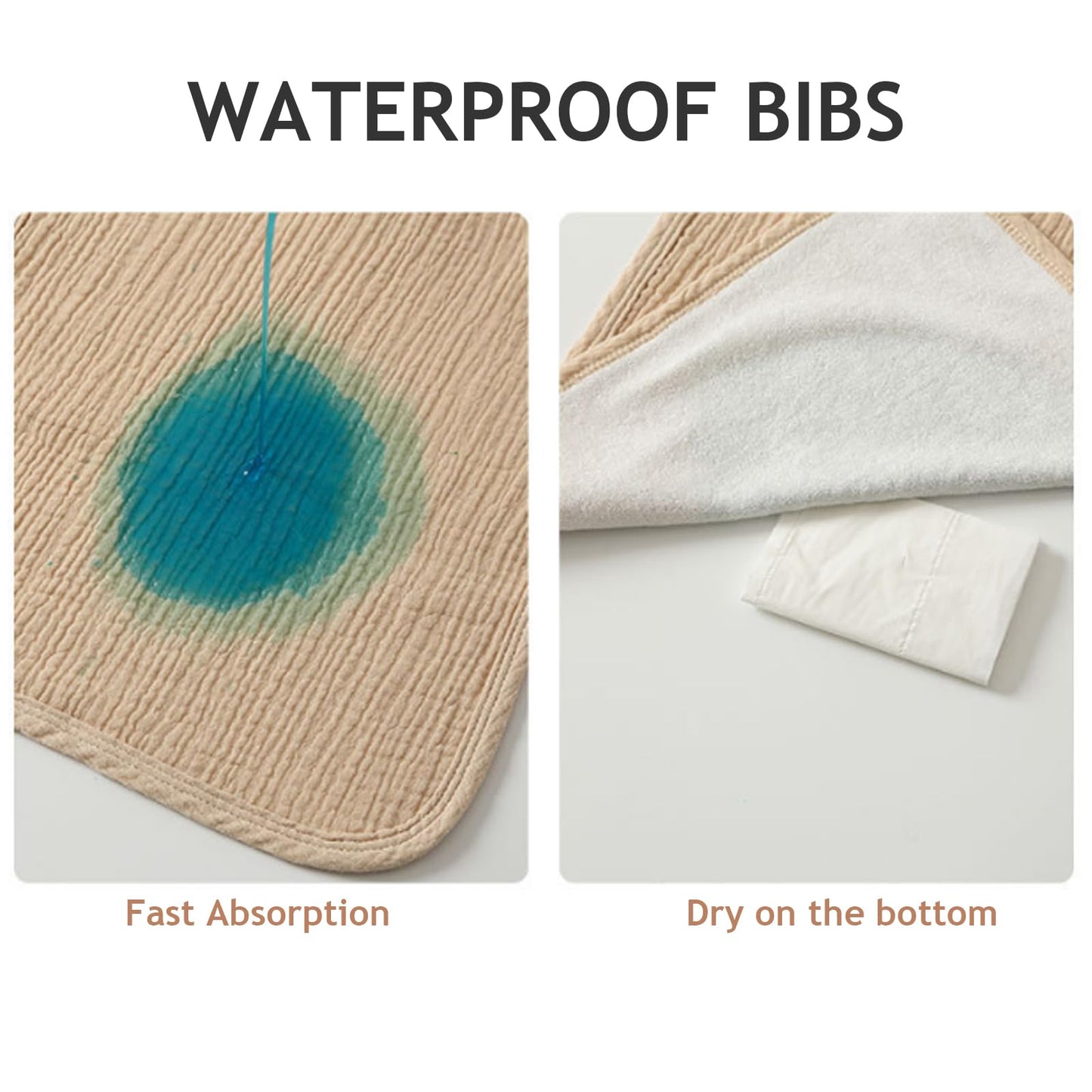 Newwiee Large Muslin Pullover Baby Bibs Full Coverage Toddler Slip On Absorbent Bib Waterproof Toddler Towel Bibs(Classic Color,
