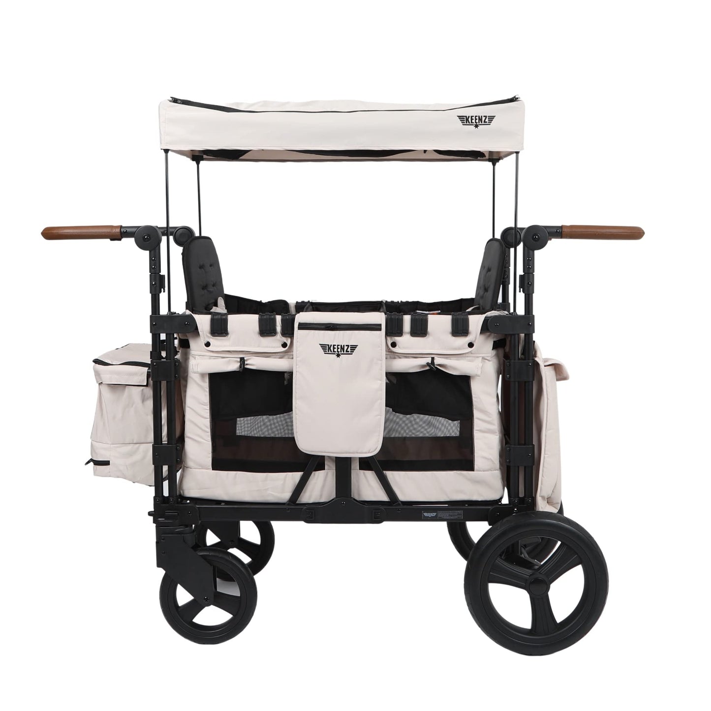 Keenz Xc 2.0 - Luxury 2 Passenger Stroller Wagon For Kids | Foldable 2 Passenger Quad Seater With Adjustable Canopy | Cream
