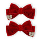 Red Velvet Hair Bows Cute Christmas Valentine School Hair Clips Handmade Hair Accessories For Kids Girls Infants Toddler Headdre