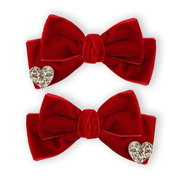 Red Velvet Hair Bows Cute Christmas Valentine School Hair Clips Handmade Hair Accessories For Kids Girls Infants Toddler Headdre