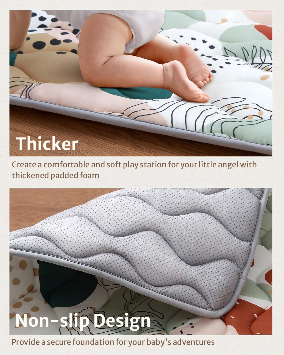 Blissful Diary Baby Play Mats For Floor, 71X59 Inch Thicker Foam Playmats For Babies And Toddlers, Soft Cushioning Baby Crawling