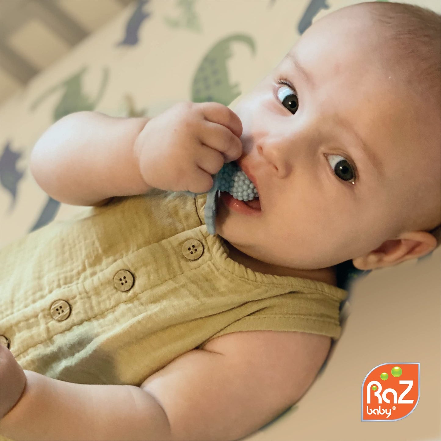 RaZbaby RaZberry Silicone Teether Pacifier - Teething Relief for Infants 3m+, Food-Grade, BPA-Free, Hands-Free, Natural Berrybum