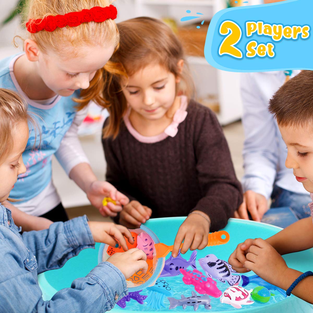 Goody King Magnetic Fishing Game Pool Toys for Kids - Outdoor Indoor Water Table Toys Carnival Party Water Bath Toy for Toddlers