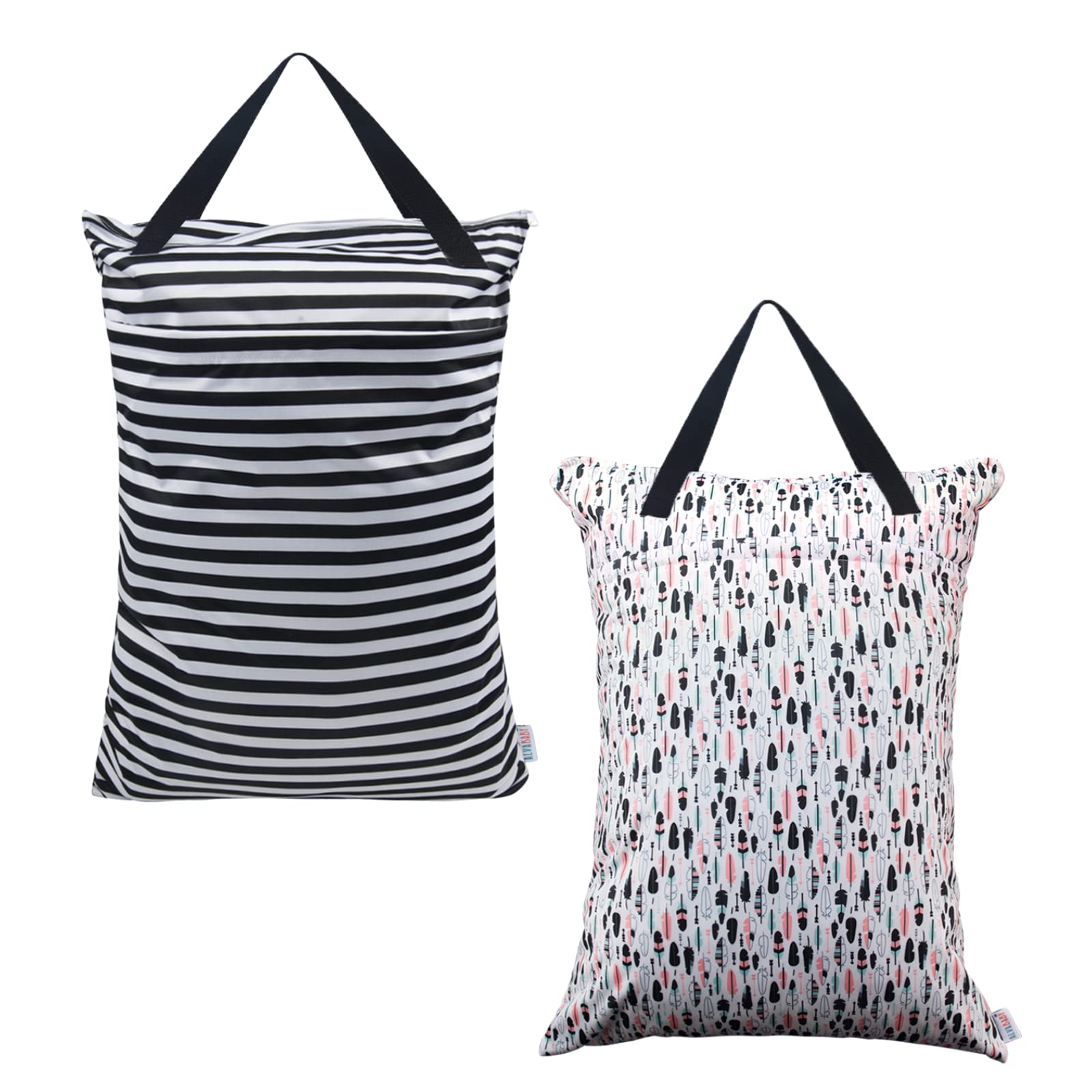 Alvababy 2 Pack Large Wet Dry Bag Waterproof Hanging Cloth Diaper With Double Zippered Pockets 25X18 Inches Hl-Wb01H001A
