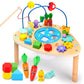wingyz Activity Table for 1+ Year Old, 6 in 1 Wooden Montessori Activity Center Play Table with Bead Maze Shape Sorter Fishing G