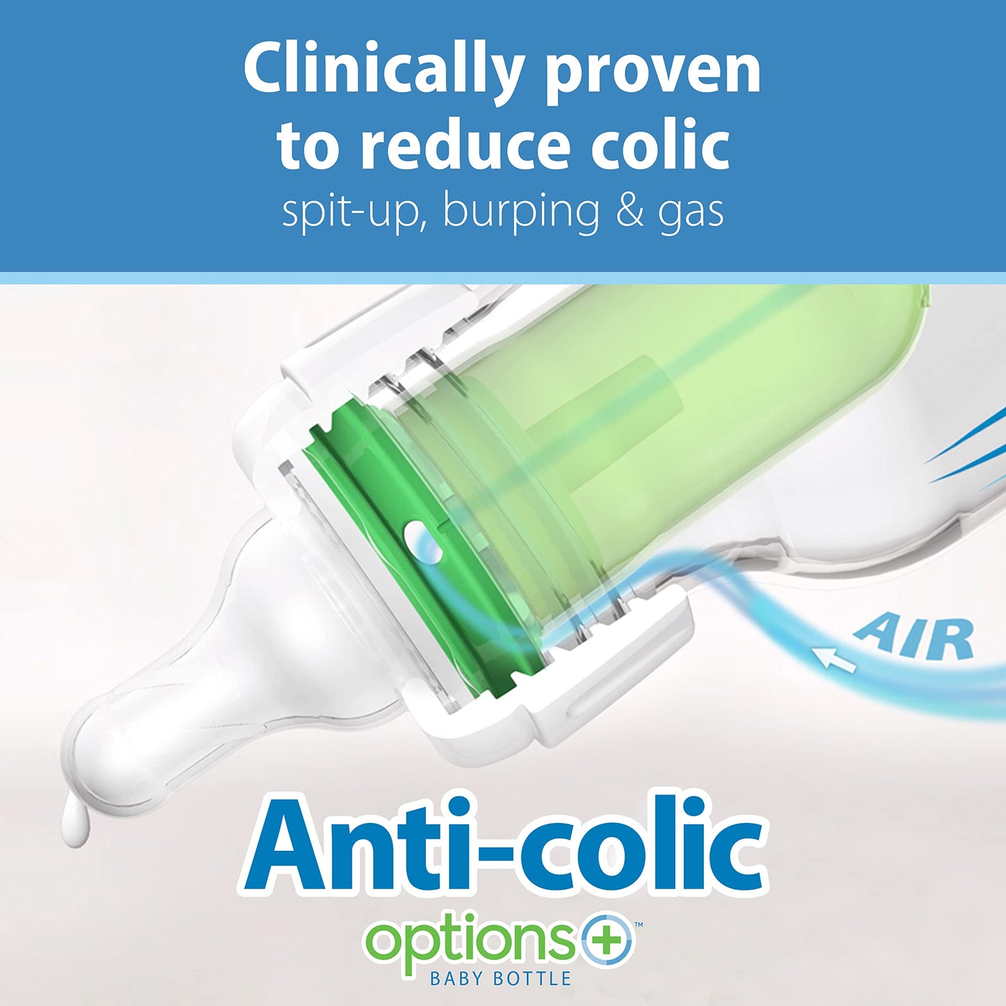 Dr. Brown'S Natural Flow Anti-Colic Options+ Narrow Baby Bottle, 8 Oz/250 Ml, With Level 1 Slow Flow Nipple, 0M+, 4 Bottles