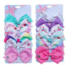 [12-Pcs] 5 Inch Cute Mermaid Unicorn Rainbow Colorful Ribbon Hair Bow Alligator Clip Accessories Gifts For Toddlers Girls (Unico