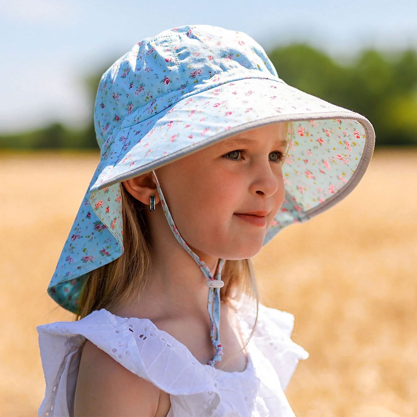Jan & Jul Grow-With-Me Wide Brim Cotton Girls Sun-Hat For Toddler (L: 2-5 Years, Strawberry)