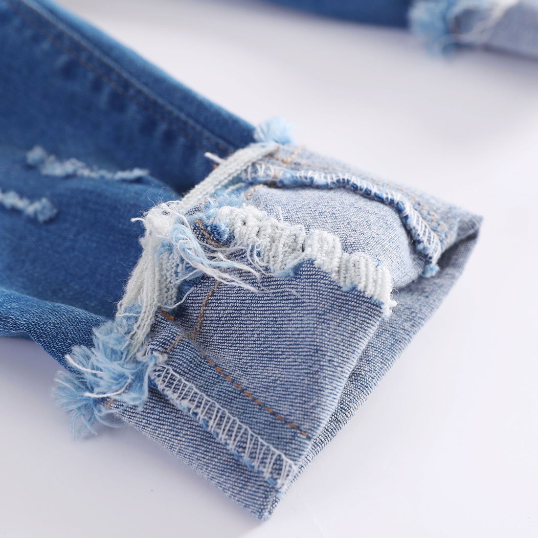 Kidscool Space Baby Ripped Jean,Toddler Elastic Waist Distressed Denim Pants,Light Blue,18-24 Months