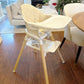 Komcot Baby High Chair, 6-in-1 Wooden Convertible High Chairs for Toddlers, Booster Seat with Double Tray & Reversible Footrest,